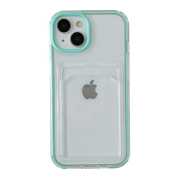 Caseative Candy Color Card Holder Clear Shockproof Soft Compatible with iPhone Case (Blue,iPhone 8/7 Plus)