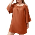 thumbnail image 1 of Robe Grande Taille pour Femmes à Épaules Dénudées à Manches Longues Tunique Unie Hauts T-Shirts Robe Décontractée Ample d'Été Mini-Robe, 1 of 6