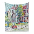 thumbnail image 1 of Fine Art Soft Flannel Fleece Blanket, Pattern of Old Fashioned European Town Scene Ukraine Streets Architecture Drawing, Cozy Plush for Indoor and Outdoor Use, 50" x 70", Multicolor, by Ambesonne, 1 of 6