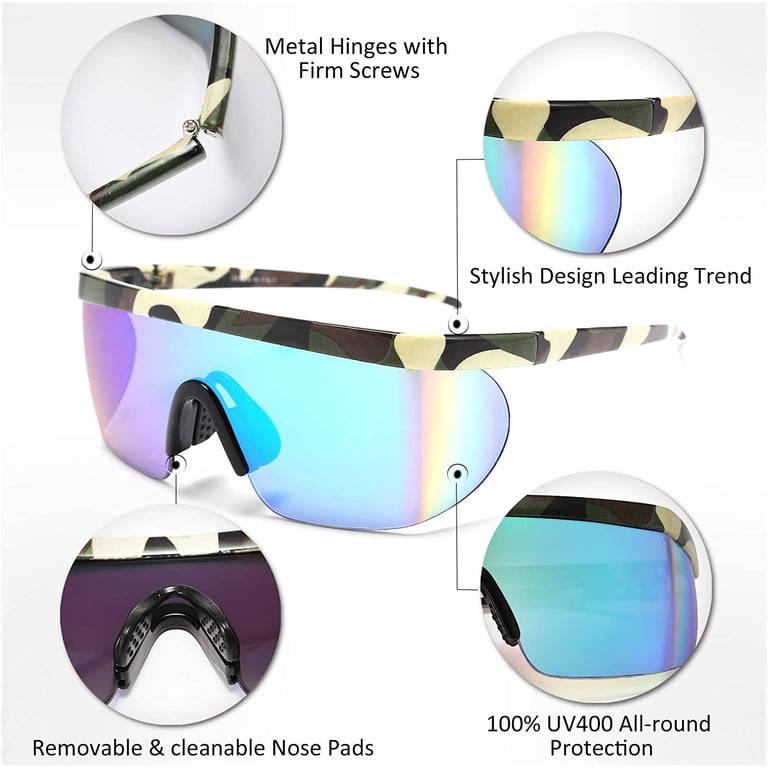 FEISEDY Oversized Mirror Shield Sport Sunglasses Flat Top  display picture 1