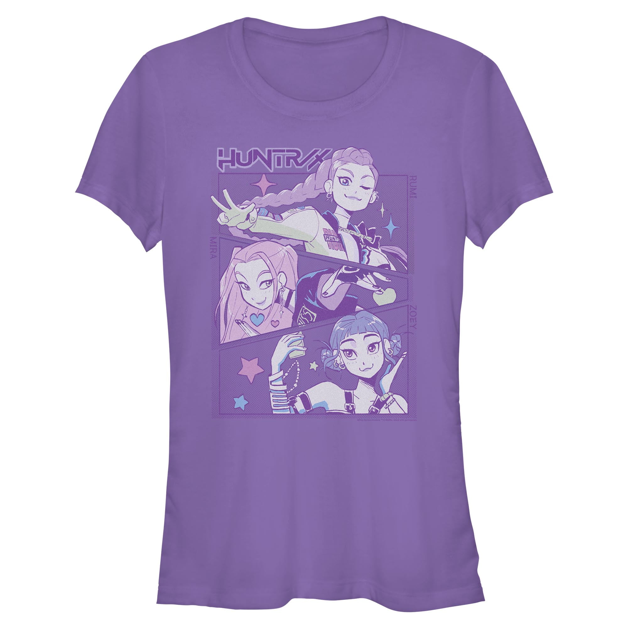Juniors KPop Demon Hunters Huntrix Group Panels T Shirt - Walmart.com
