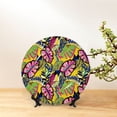 thumbnail image 6 of Picia Colrful Tropical Leaves Pattern Bone China Decorative Plate – Wall Decor with Stand and Adhesive, Elegant Ornament for Living Room, Office, or Entryway-8in, 6 of 6