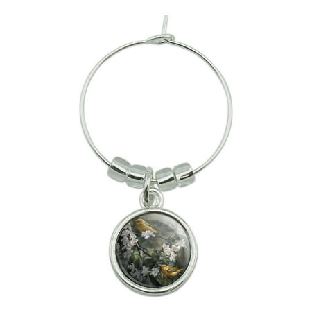 

American Yellow Warblers Birds Wine Glass Charm Drink Marker
