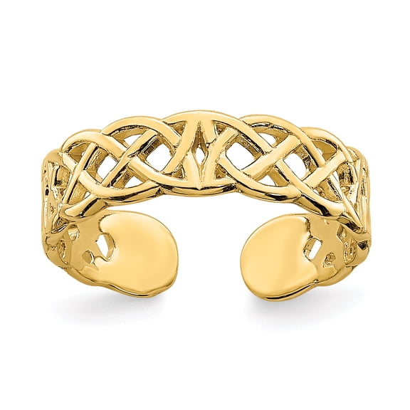 Primal Gold 14 Karat Yellow Gold Adjustable Lace Design Toe Ring