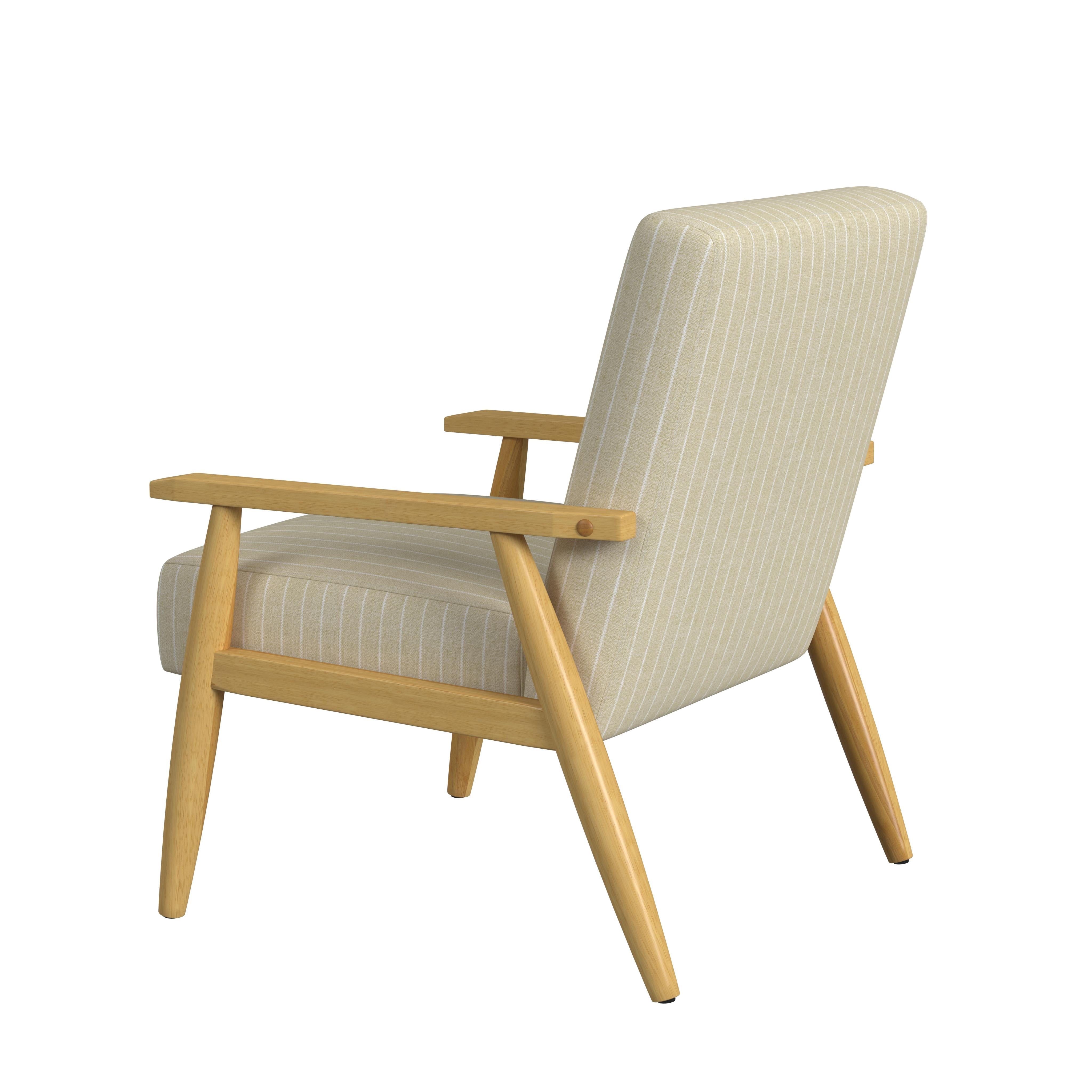 HomePop Mid-Century Wood Frame Arm Accent Chair, Beige Stripe