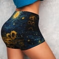 thumbnail image 3 of Picia Oil Starry Sky Sunflower Printed Workout Shorts for Women Seamless Scrunch Butt Lifting High Waisted Yoga Gym Booty Running Moisture-wicking Short Pants-Small, 3 of 9