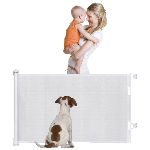 Retractable Baby Gates,59"x34" Extra Wide Doorways Mesh Child Safety