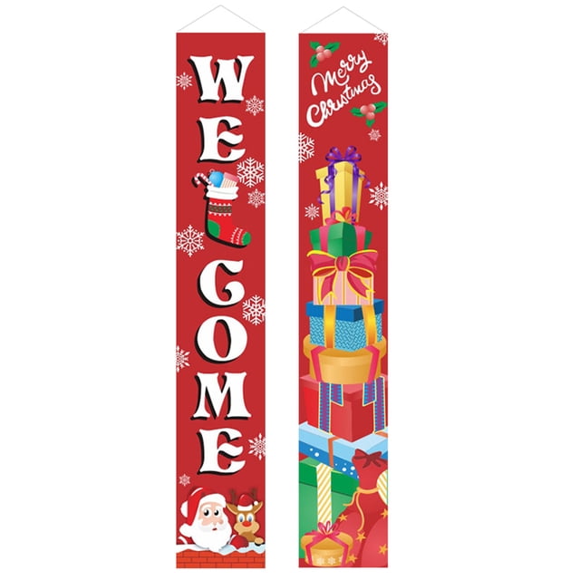 Bearachild 1 par de carteles navideños, letrero de porche de Navidad, cartel de puerta de Navidad de tela Oxford, decoración de fiesta para colgar en la Kits de decoración para fiestas X Bearachild HA000240-17B