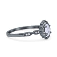 thumbnail image 2 of Black Tone, Simulated Cubic Zirconia Size-10 Halo Vintage Floral Art Deco Wedding Bridal Ring Oval 925 Sterling Silver, 2 of 7
