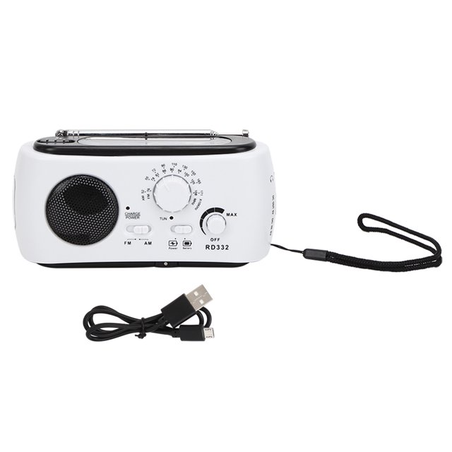 Linterna de radio, manivela de mano para exteriores ABS, linterna de manivela solar, linterna compacta y ligera