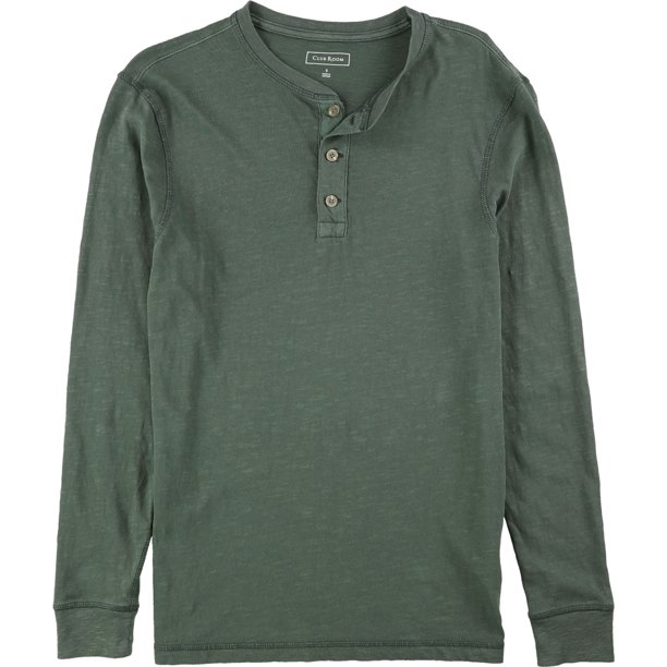Camiseta henley Club Room para hombre color verde talla mediana