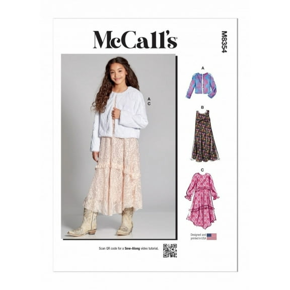 McCalls Sewing Pattern 8354 Kids, Teenagers A (7-8-10-12-14)