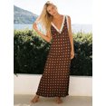 thumbnail image 5 of LMLYSoH Women's Dot Print Long Dress Summer Fashionable Backless Lace Trim V Neck Bodycon Dress, 5 of 9