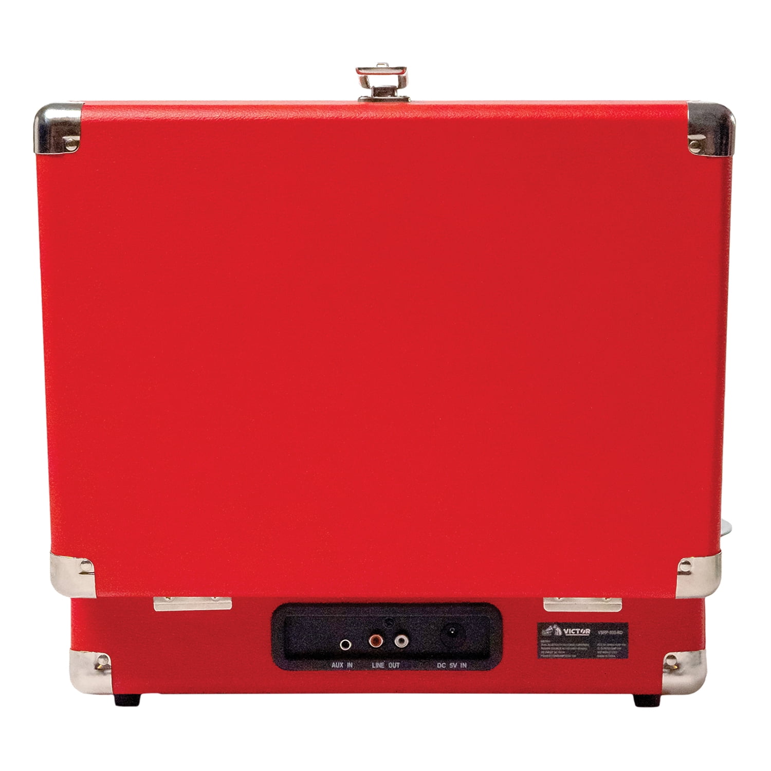 Victor 2-Watt Metro 3-Speed Belt-Drive Manual Suitcase Turntable with Built-in Speakers, Bluetooth In/Out, Aux In, and 45-RPM Adapter , Red