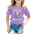 thumbnail image 1 of LUOGENLI T-Shirt pour Filles, Chemises pour Adolescentes, Enfants, Filles, Manches Courtes, Imprimés, Hauts pour Filles, Chemises Tendance Été, Violet 2-3 Ans, 1 of 4