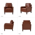 thumbnail image 6 of Tina's Home Mid-century Modern Genuine Leather Accent Armchair with Unique Arm Design, Nailhead Trim & Loose Cushion, Living Room / Bedroom Chair, Brown, Assembly Required, 6 of 8