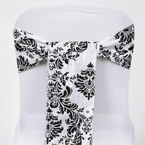 Balsa Circle 5 Black White 6"x108" Flocking Chair Sashes Wedding Party Catering Decorations