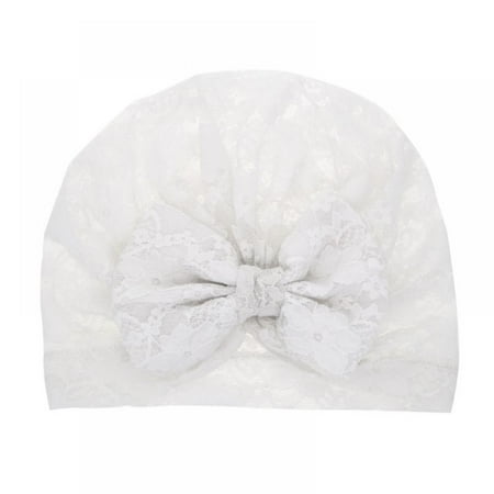 

Baby Turbans Newborn Girl Lace Headwraps Baby Girl Beanie Hat with Bow Hospital Nursery Hat
