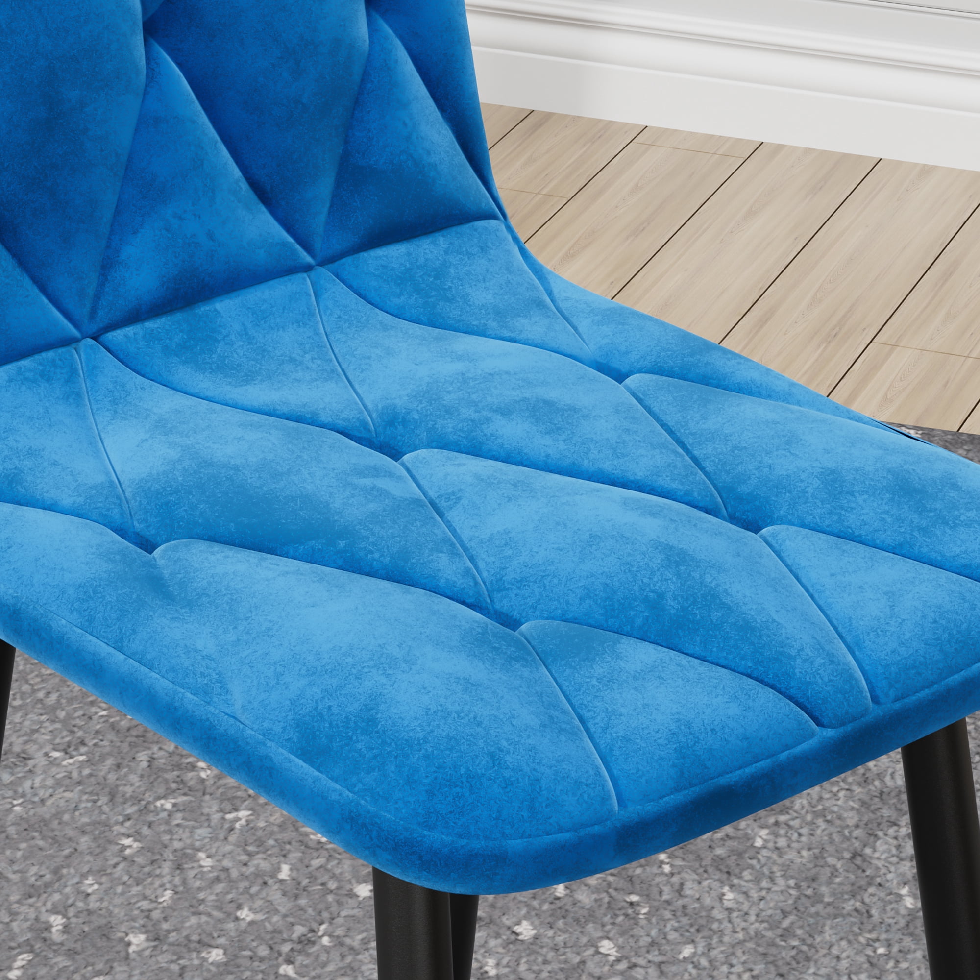 Dining Chairs Set of 4,Kitchen & Dining Room Upholstered Chairs with Metal Legs,Blue+Velvet