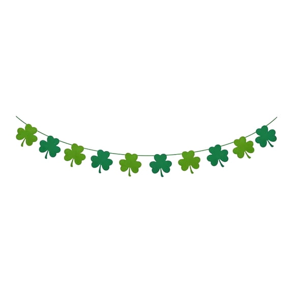 St Patricks Day Shamrock Garland Banner, Green Irish Party Decor with Adjustable Hanging String for Home or Indoor Display, Party Supplies