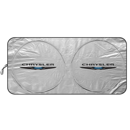 Chrysler Logo Universal Fit One-Piece Easy Folding Silver Reflective Fabric Windshield Sun Shade (size: 75.5"x 37.5")