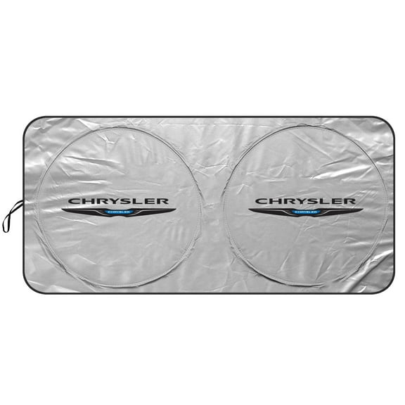 Chrysler Logo Universal Fit One-Piece Easy Folding Silver Reflective Fabric Windshield Sun Shade (size: 75.5"x 37.5")