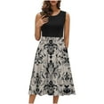 thumbnail image 1 of Hyknon Robes d'Été pour Femmes Amples Grande Taille Boho à Imprimé Floral Robes d'Été de Plage Mode Estivale Ligne A Col Rond Sans Manches Plissées Robes Maxi, 1 of 5