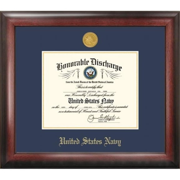 Campus Image NADG001 Navy Discharge Frame Gold Medallion