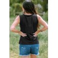 thumbnail image 1 of ABPHQTO Camiseta de tirantes con gráfico de botón de bandera nacional casual negra para mujer, 1 of 5