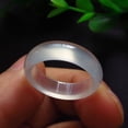 thumbnail image 2 of Natural white agate jade ring, handmade sculpture simple jade ring, men party wedding jewelry gift rings for men woman, 2 of 5
