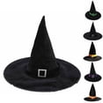 thumbnail image 3 of Xfvqtps Halloween Witch Hat Rhinestone Buckle Halloween Spire Hats for Party Accessory Yellow, 3 of 3