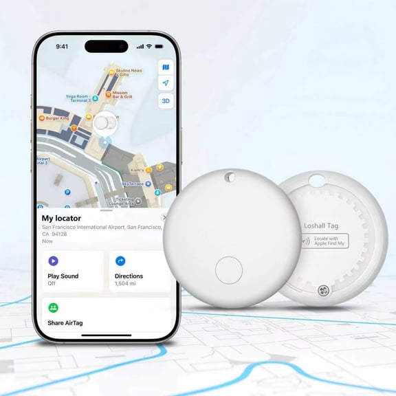 Bluetooth Tracker for Apple Find My, iOS Only, Key Wallet Luggage Locator, IP67 Waterproof, Left-Behind Alert, Lost Mode, Replaceable Battery