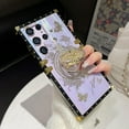thumbnail image 3 of for Samsung Galaxy A16 Kickstand Case, Glitter Luxury Woman Girly Cute Butterfly Ring Holder Foldable Stand Shockproof Floral Pattern Golden Plated Soft TPU Flexible Cover for A16 5G, Purple, 3 of 13