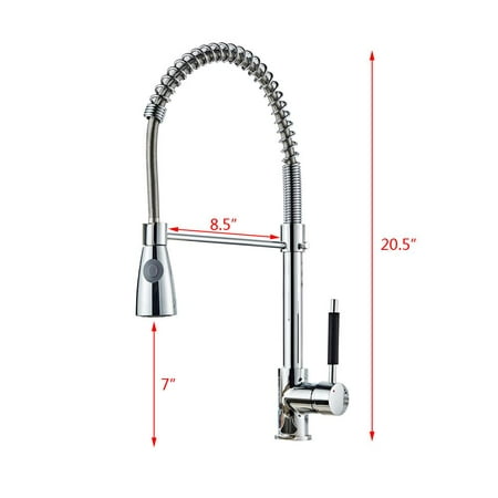 Ktaxon Kitchen Sink Chrome Single Handle Mixer Tap Swivel Pull Out Spray Faucet