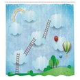 thumbnail image 2 of Ambesonne Dream Shower Curtain, Clouds Ladders Rainbow Art, 69"Wx75"L, Pale Cadet Blue Green, 2 of 4