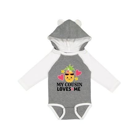 

Inktastic My Cousin Loves Me Pineapple Gift Baby Girl Long Sleeve Bodysuit