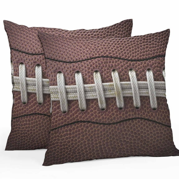 Outdoor Pillow Covers Pack of 2, Traditional American Football Pattern Waterproof Throw Pillowcase Cushion Cases, White Rugby Sport Decorative Pillow Cover for Couch Sofa Home Bed Patio