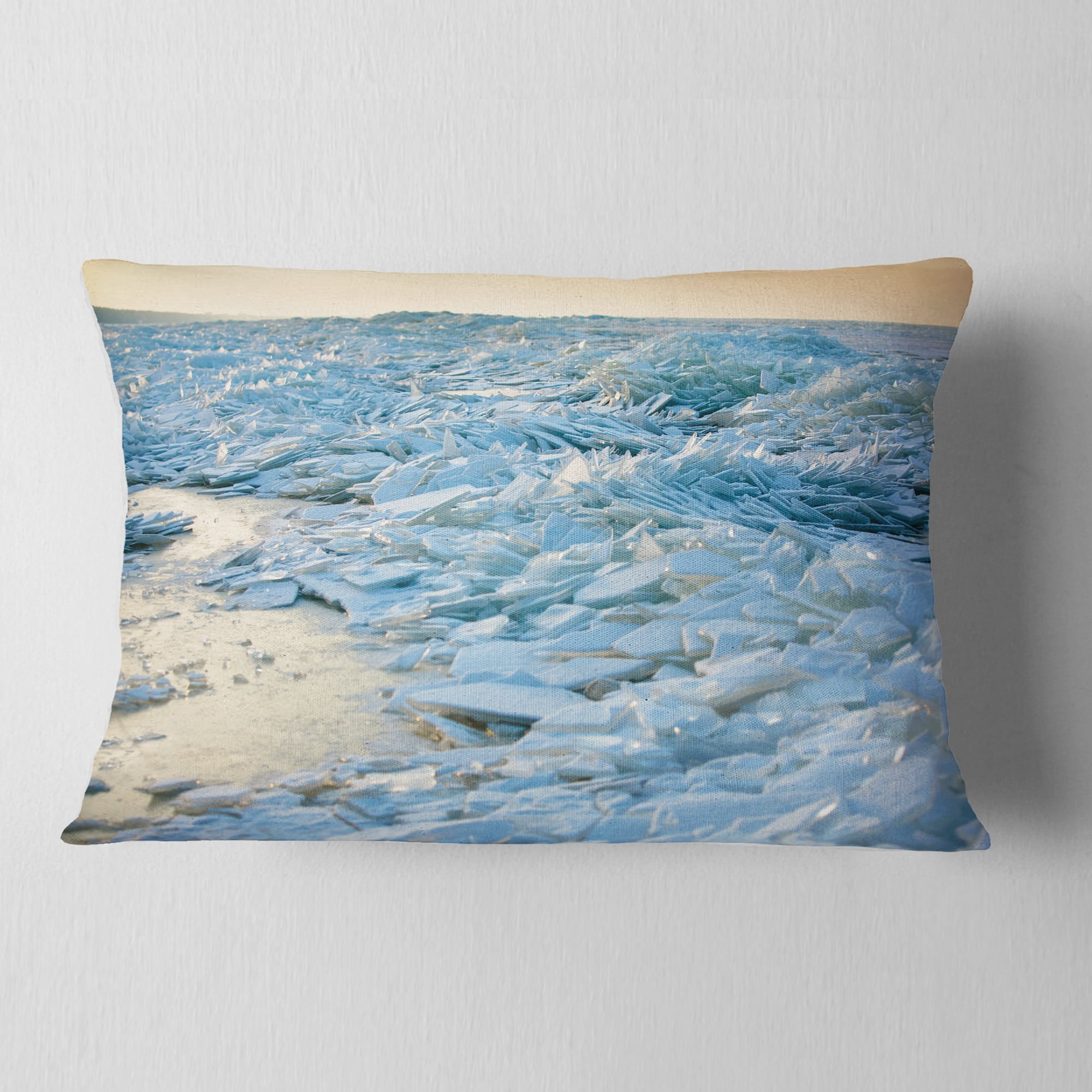 Designart Baltic Sea Winter Landscape - Landscape Printed Throw Pillow - 12x20