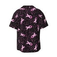 thumbnail image 6 of Lsque Breast Cancer Awareness3 print Men's Cuban Collar Short Sleeve Shirt Summer Beachwear Casual Button Down Fashionable Vacation Leisure Shirt-Large, 6 of 7
