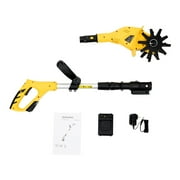 Electric Cordless Tiller Cultivator, Extendable Pole, 20V 250RPM, Rechargeable, 3.9in Rototiller for Garden