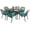 Dark Bronze/Ocean Blue, variant on MEETWARM 7-Piece Outdoor Patio Dining Set, All-Weather Cast Aluminum Patio Conversation Set for Garden Deck Backyard with 6 Chairs, 1 Rectangular Table, 2" Umbrella Hole, Dark Bronze