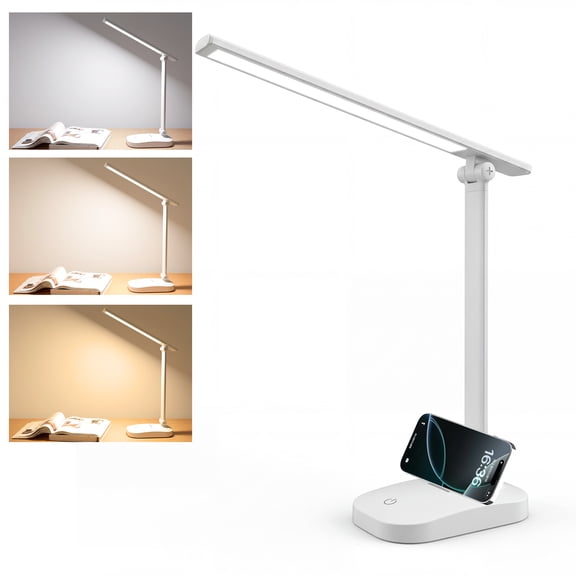 DAYBETTER LED Desk Lamp, Wireless Rechargeable Reading Lamp, 3 Color Modes, Stepless Dimming, Touch Control, for Reading, Studying, Office