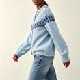 thumbnail image 4 of Sweater for Women Crew Neck Button Down Cardigan Fair Isle Knit Long Sleeve Relaxed Fit Casual Fall Pullover, 4 of 5
