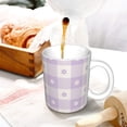 thumbnail image 3 of Disketp Floral Purple Buffalo Plaid Large Coffee Mug with Handle Tea Cup Novelty Coffee Cup for Men Women Office Work, 3 of 6