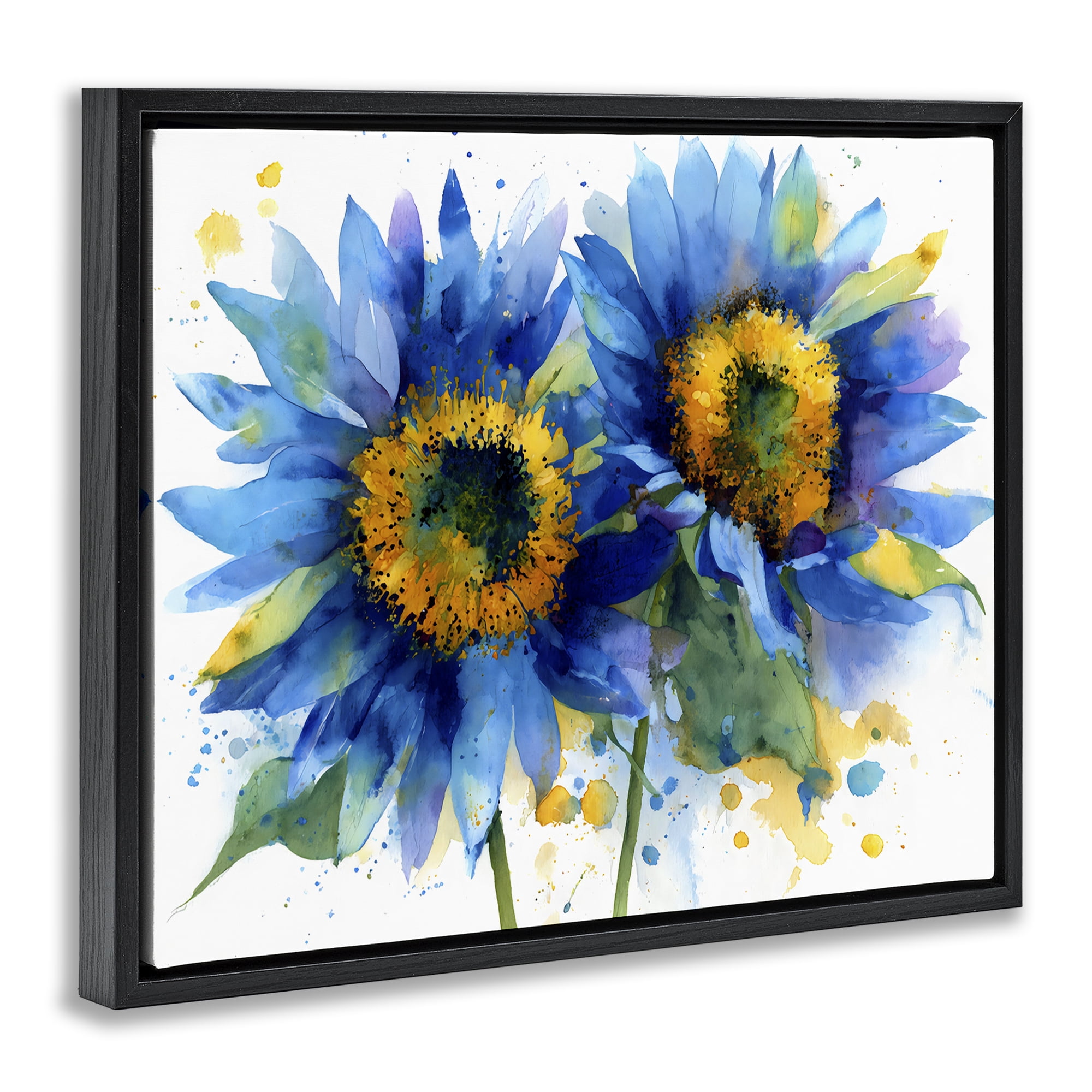 Stupell Industries Blue Sunflowers Bouquet Black Framed Floater Canvas Wall Art, design by Franklyn Gregory