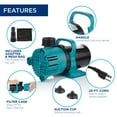 thumbnail image 3 of Alpine Corporation 3000 GPH Vortex Energy-Saving Pond Pump with Mesh Bag, Teal, 3 of 13