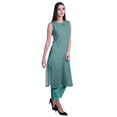 thumbnail image 3 of Moomaya Peter Pan Collar Sleeveless Kurta With Pants 2-Pcs Ethnic Suit Set For Women, 3 of 7