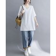 thumbnail image 5 of Women's Summer Casual Short Sleeved Solid V-Neck Pullover T-Shirt GA2279 White, 5 of 5