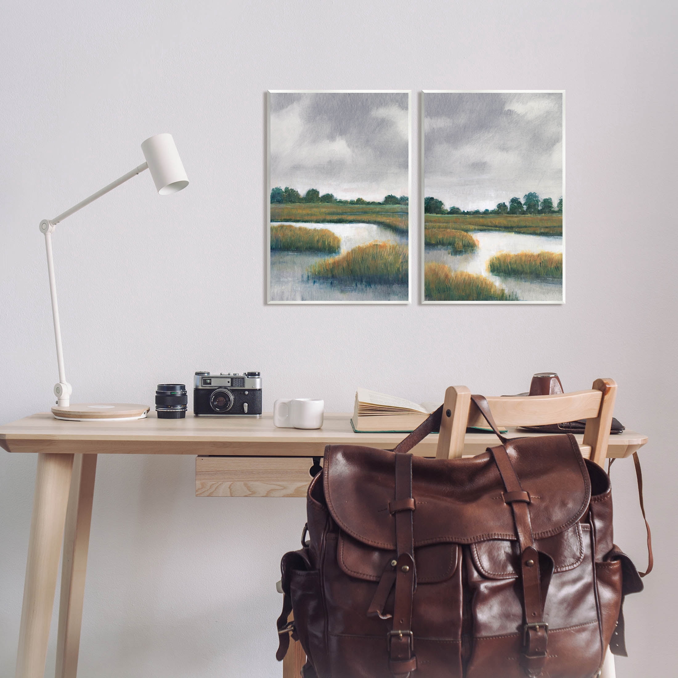 Stupell Industries Grassy Rural Marshland Landscape Painting Unframed Art Print Wall Art, Set of 2, Design by Tim OToole