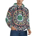 thumbnail image 2 of Kdxio Colorful With Blue Oriental Print Mens Casual Hooded Collar Drawstring Hoodies Pullover Sweatshirts Casual Long Sleeve Shirts-Large, 2 of 7